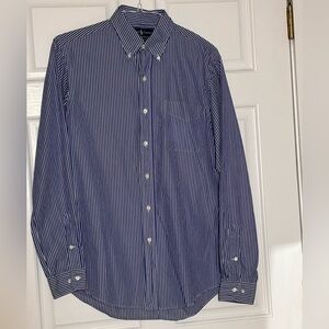 Ralph Lauren Custom Fit Blue and White Striped Button Down Shirt Size 15.5/M